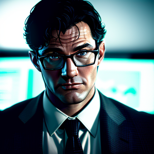 Clark, in his reporter's cubicle, staring at his computer screen which displays an obscure bat symbol and a cryptic message, his face reflecting a combination of confusion and concern.